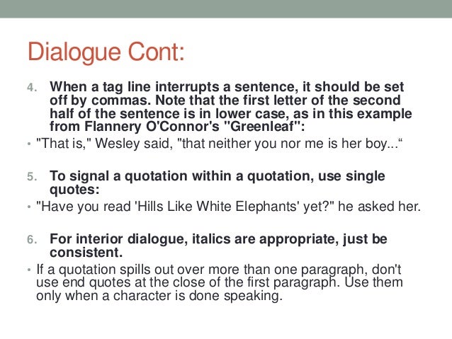 Writing dialogue in a short story
